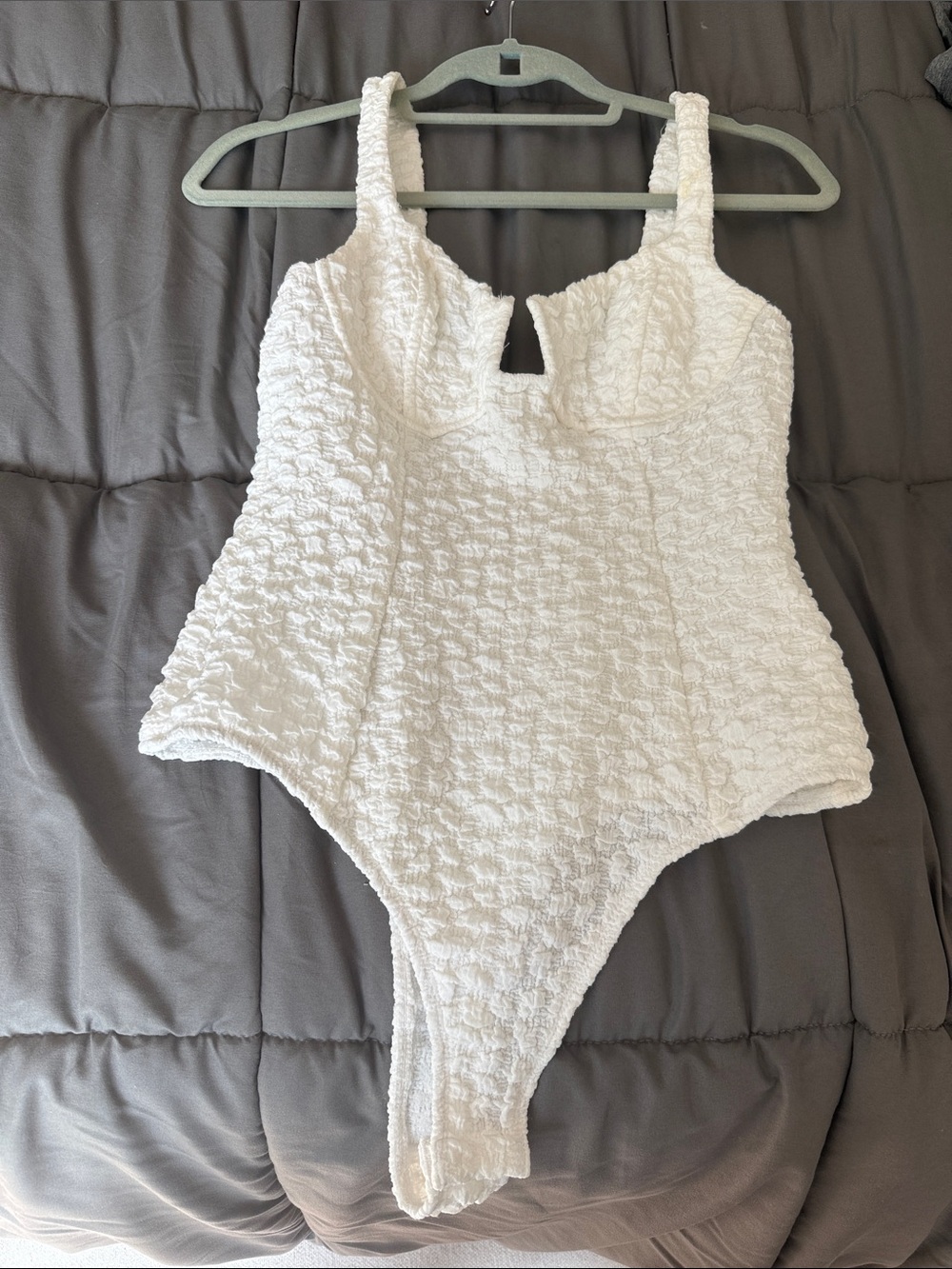 Astr White Textured Kids One-Piece Bodysuit